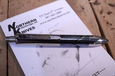 Tuff Writer MK2 Series Retractable Pen, Polished Titanium With Timascus Sleeve