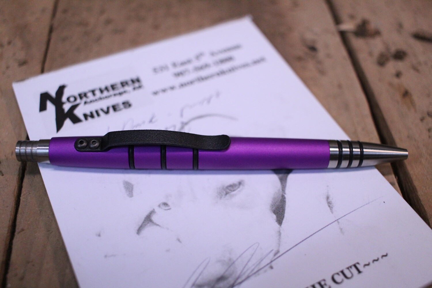 Tuff-Writer Mini Click Series Retractable Pen, Purple Aluminum
