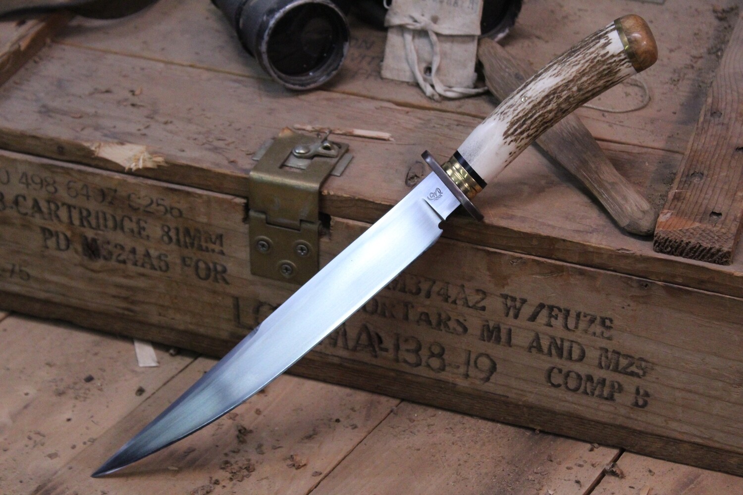 Wild River Custom Rifleman 10.5&quot; Fixed Blade, Moose &amp; Maple Burl / Satin 5160