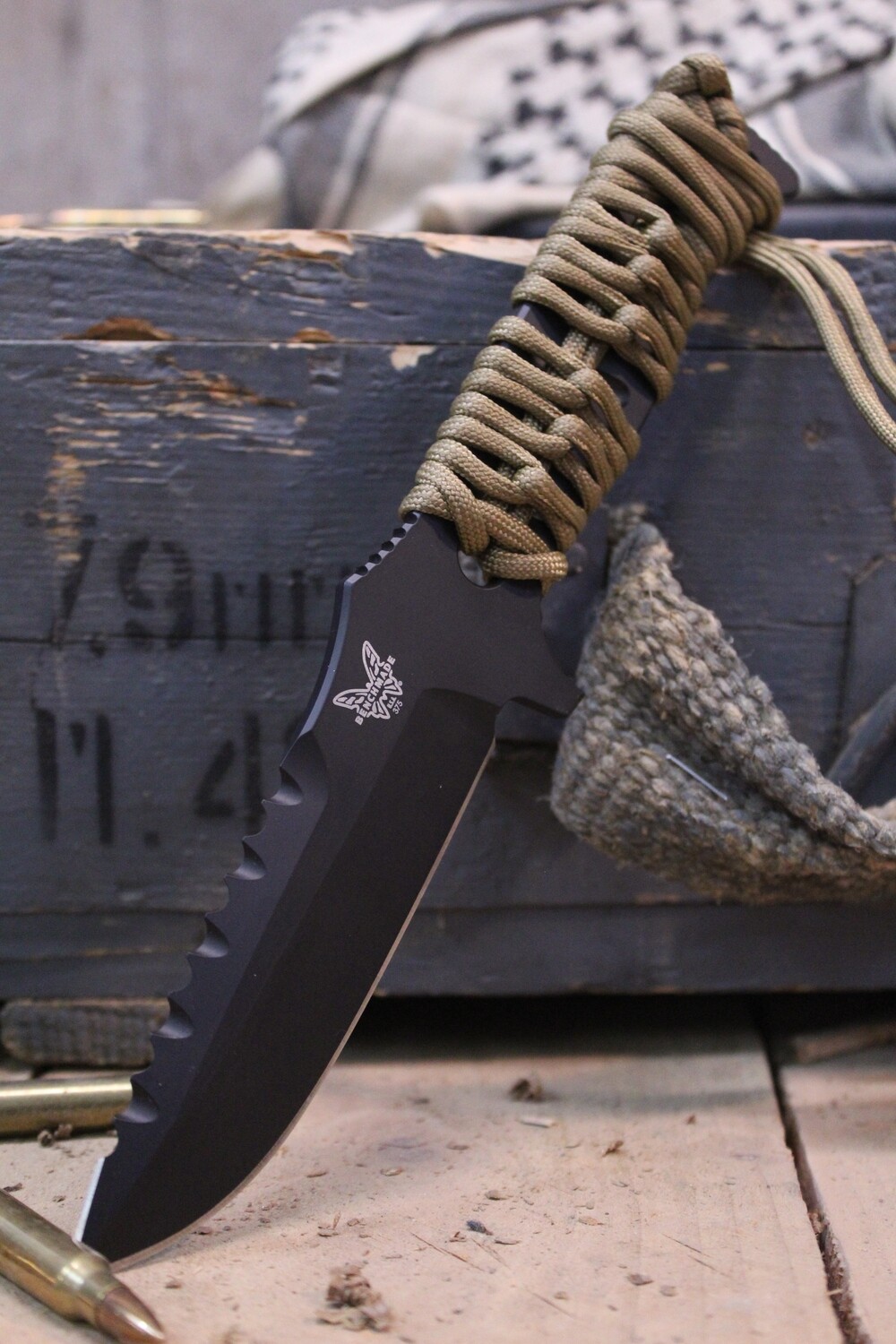 Benchmade Adamas 4.20&quot; Fixed Blade Knife / Black / Sand Sheath (Pre-Owned)