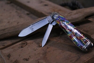 Great Eastern Northfield UN-X-LD #56 Bird Dog Folding Knife, Mardi Gras Acrylic / Satin ( Pre Owned )