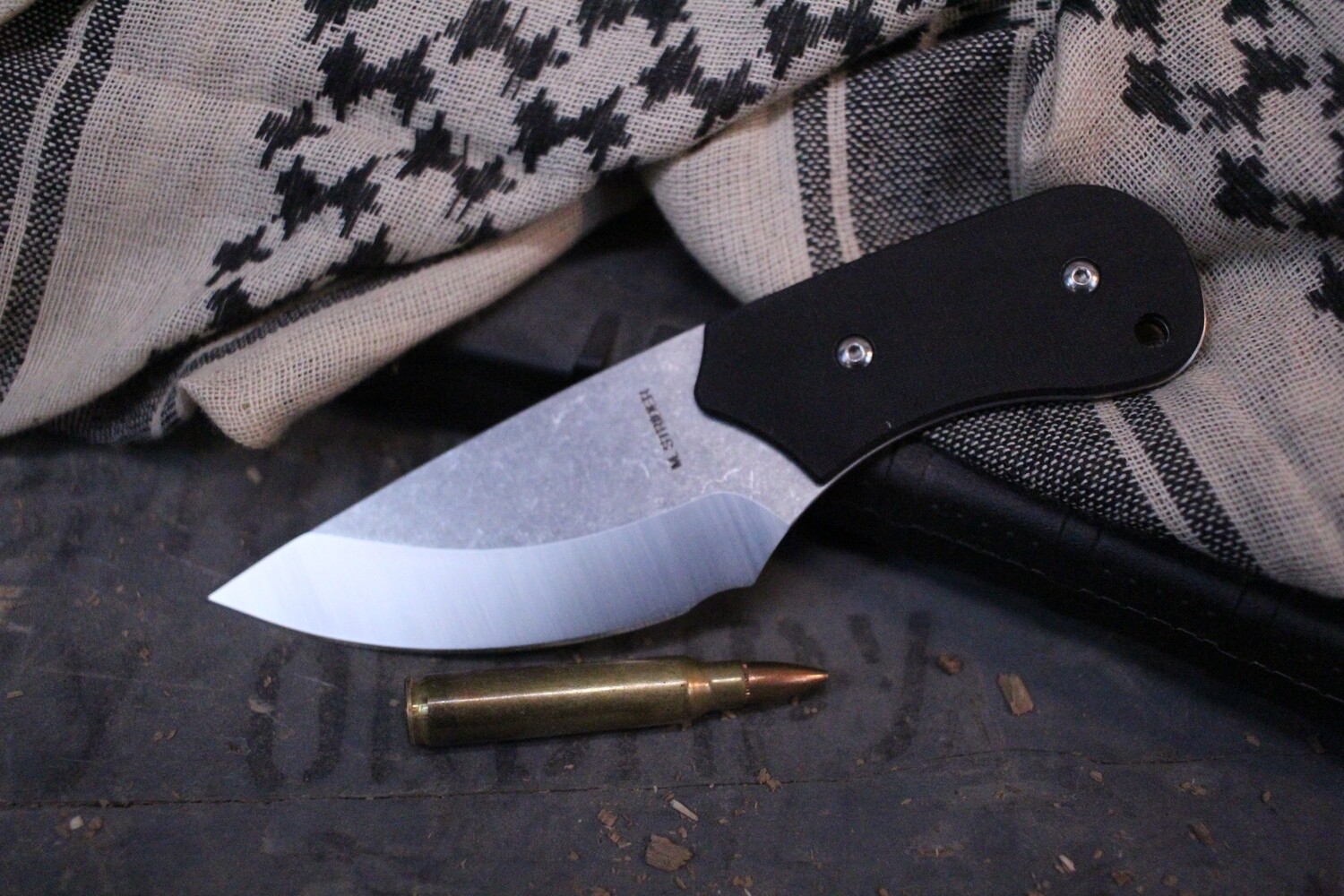 Strider Zipper Slim Compact 3.5&quot; Fixed Blade, Black G10 / Stonewashed 40CP