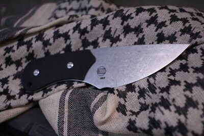 Strider Zipper Slim Compact 3.5" Fixed Blade, Black G10 / Stonewashed 40CP