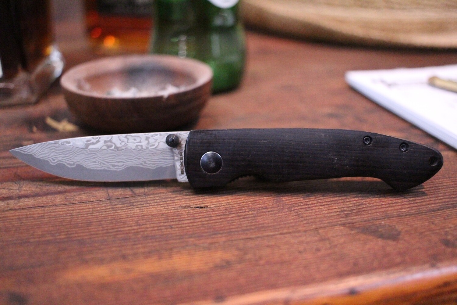 Boker Plus Gent 1 2.75&quot; Folding Knife, Ebony Wood / Damascus ( Pre Owned )