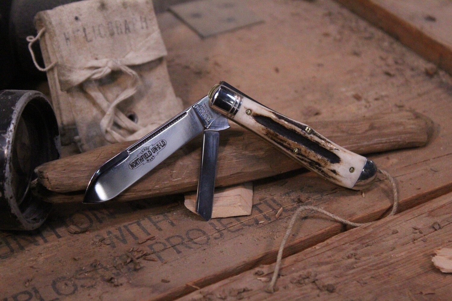 Great Eastern Northfield UN-X-LD #92 Eureka Jack 2.75&quot; Slip Joint,  Sambar Stag / Two-Blade ( Pre Owned )