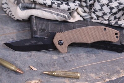 Emerson Mini Desert Roadhouse BT 3.5" Folding Knife, Black Plain / Desert Tan G-10 ( Pre Owned )
