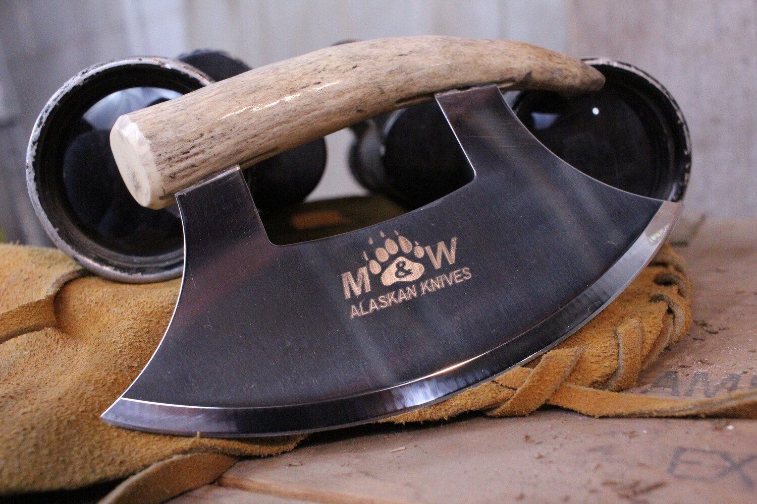 M&amp;W Alaskan Knives Ulu, Alaskan Stainless / Moose Tine Handle