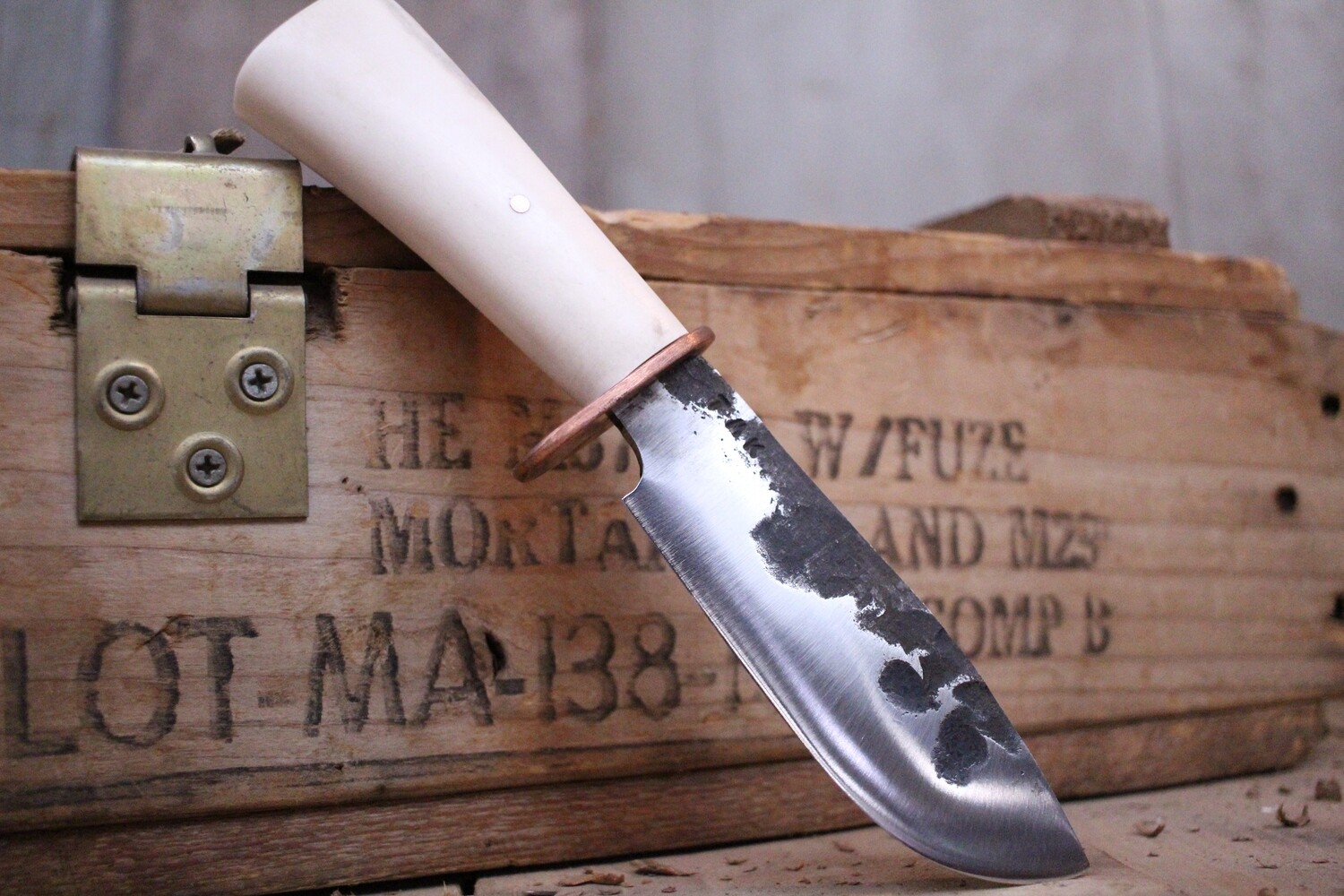 Thomas Morse Knives  Vielleicht Verloren 5&quot; Fixed Blade Knife, Moose Antler / Forged 1095
