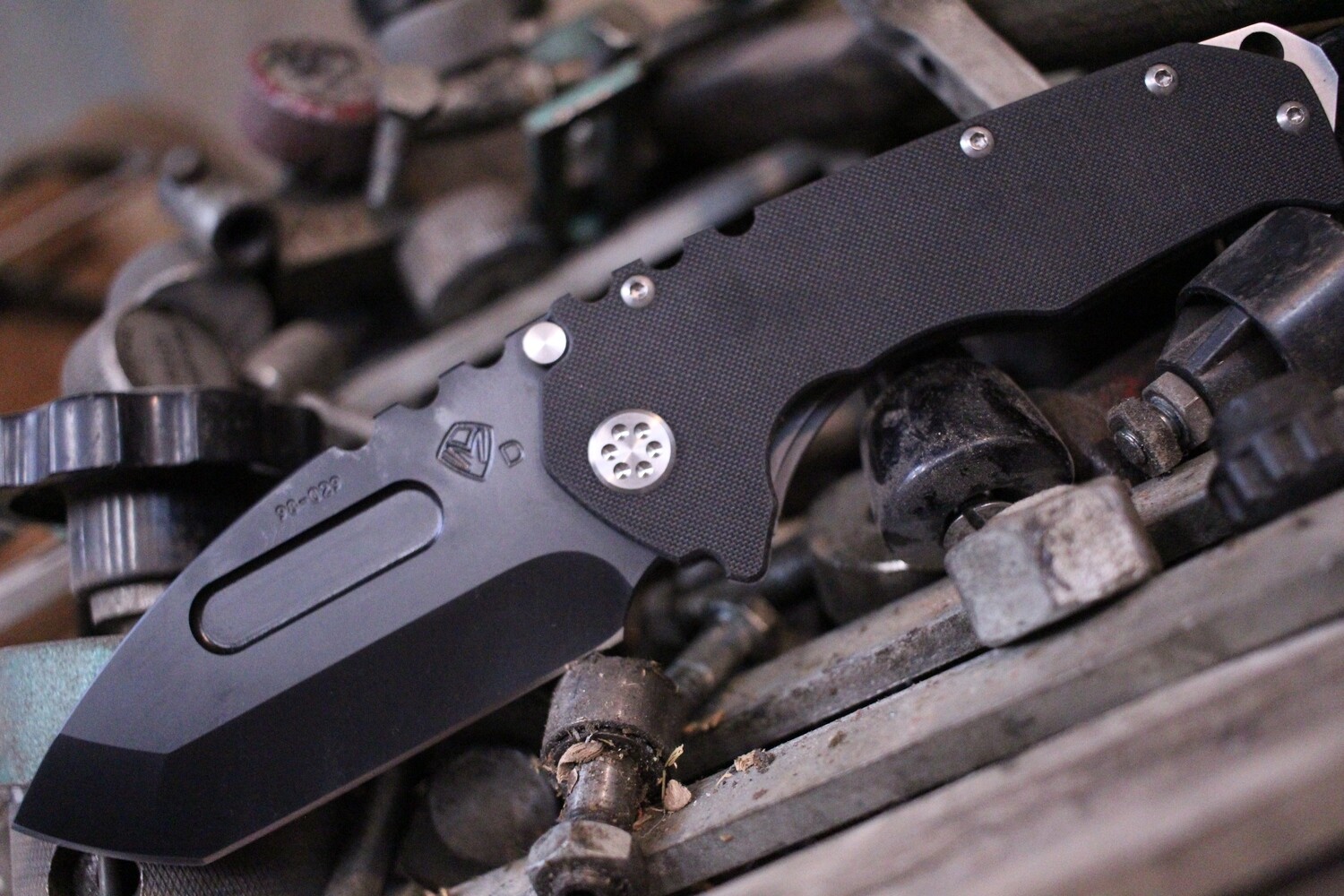 Medford Knife and Tool (MKT) Praetorian G 3.75&quot; Knife, Black G10 / PVD Coated Tanto