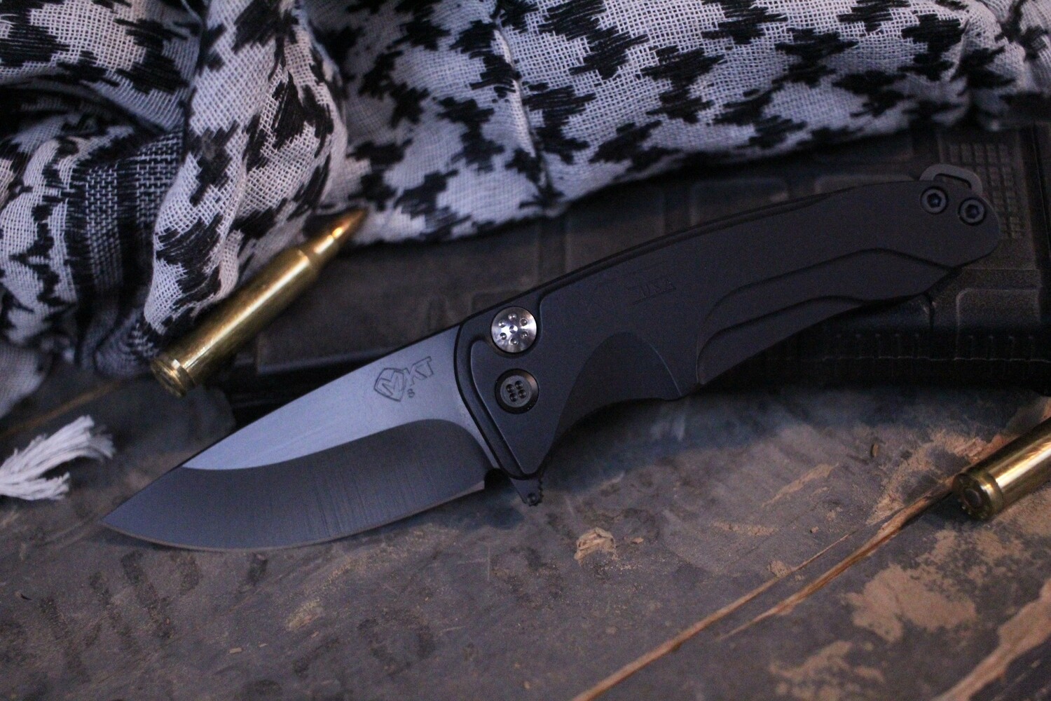 Medford Knife and Tool (MKT) Smooth Criminal 3&quot; Plunge Lock Flipper Knife, Black Handle / PVD Coated S35VN
