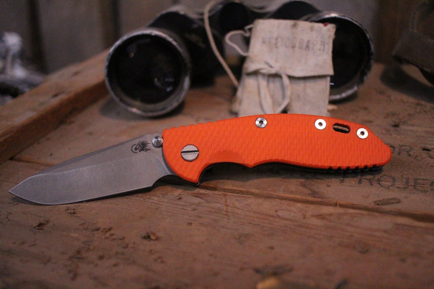 Hinderer XM-18 3.5&quot; Folding Knife, Orange G10 &amp; Ti / Stonewashed Spearpoint ( Pre Owned )