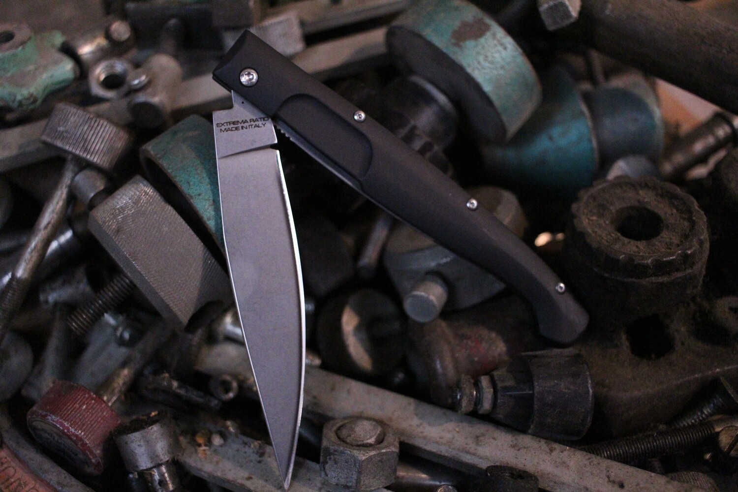 Extrema Ratio Resolza 4.72&quot; Folding Knife, Black Anodized Aluminum / Stonewashed N690 Blade ( Pre Owned )