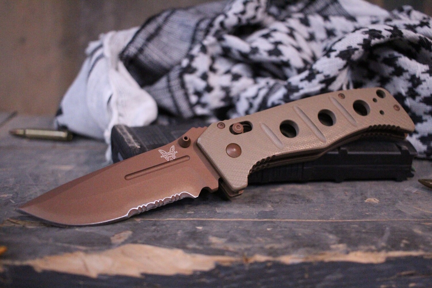 Benchmade Adamas 3.82&quot; AXIS Lock Knife / Sand G10 / Custom Copper Cerakote