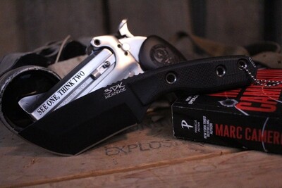 3DK Jericho Quinn Edition Riot 3.7&quot; Fixed Tanto Point, Embossed Black Cerakote Elmax Blade / Black G10 handle