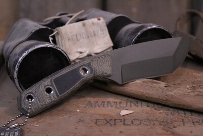 3DK Riot 3.7" Fixed Tanto Point, OD Green Cerakote Elmax Blade / Black Micarta handle