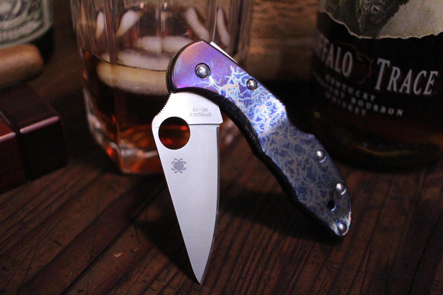 Spyderco Delica 2.8&quot; Lock Back Knife, Custom Anodized Ti / Satin