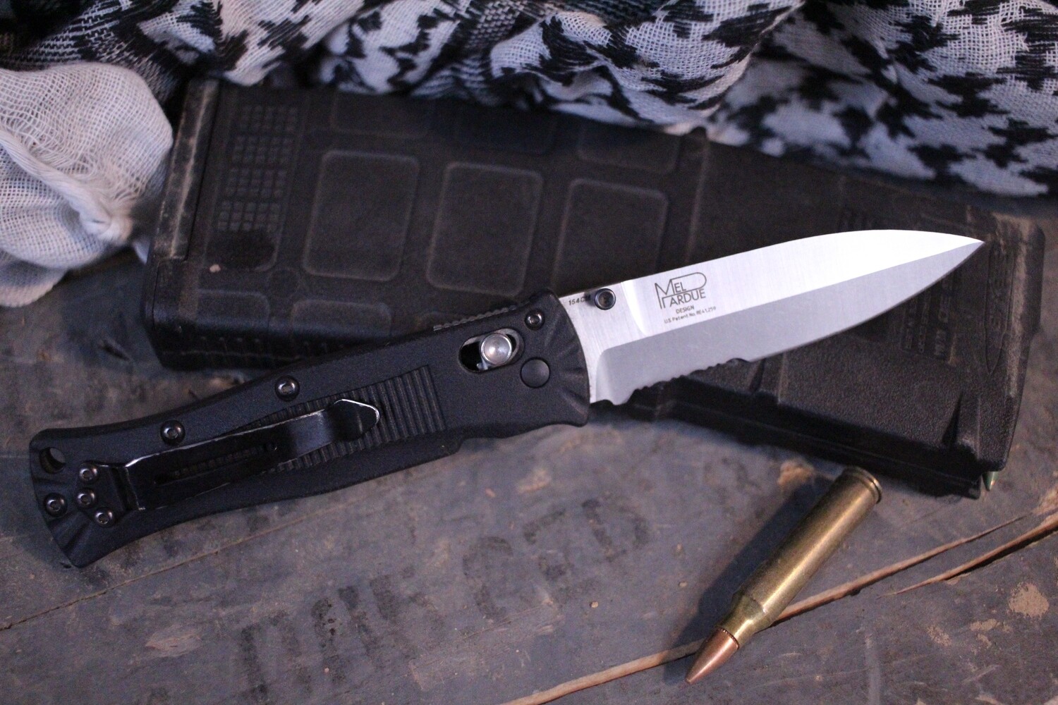 Benchmade Pardue 3.25&quot; AXIS Lock Knife / Black / Satin Serrated (Pre-Owned)