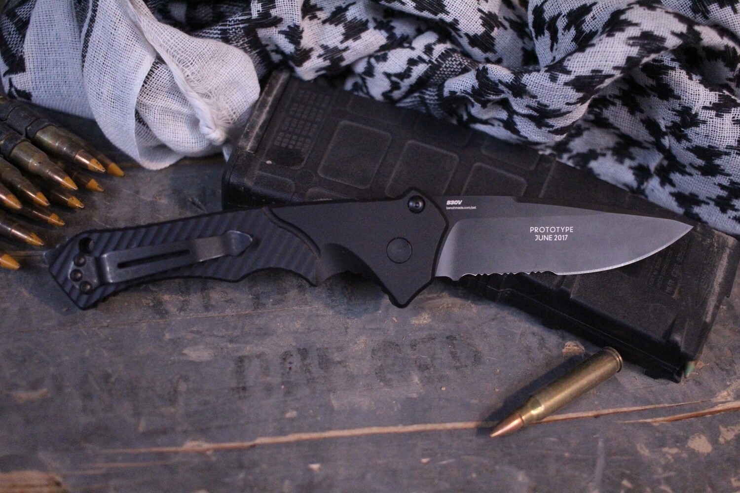 Benchmade Rukus II 3.4&quot; Automatic Knife / Black / Black Serrated (Prototype)