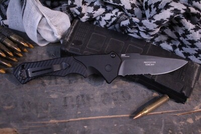 Benchmade Rukus II 3.4" Automatic Knife / Black / Black Serrated (Prototype)