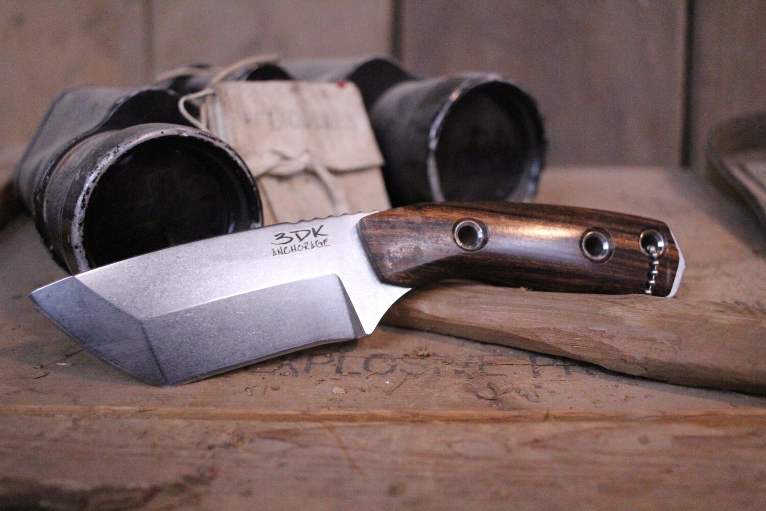 3DK Riot 3.7&quot; Fixed Tanto Point, K110 Blade / Desert Ironwood