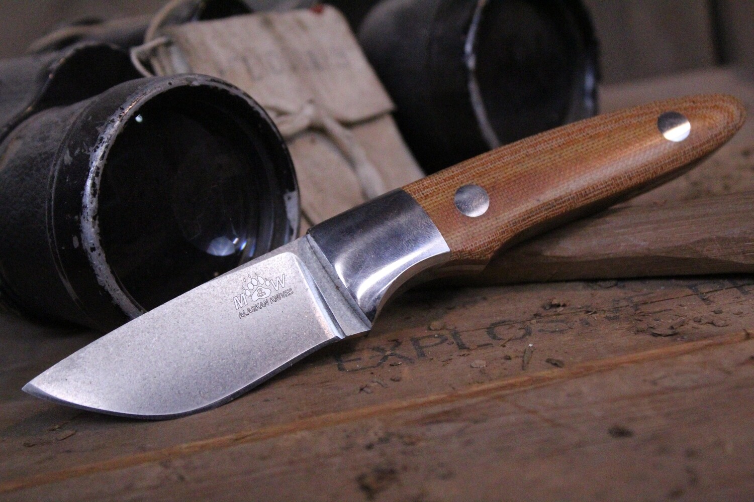 M&amp;W Alaskan Knives 4 Finger 2.5&quot; Skinner, N690, Natural Micarta