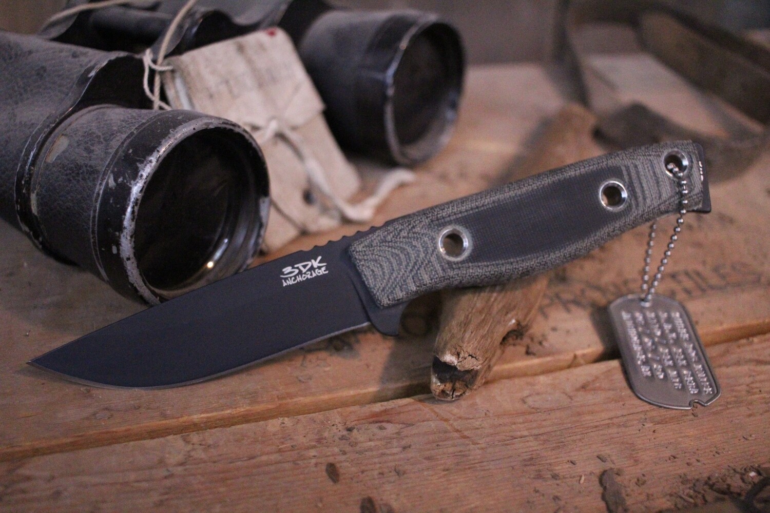 3DK MAK 4&quot; Fixed Drop Point, Black Cerakote Elmax Blade / Black Micarta handle