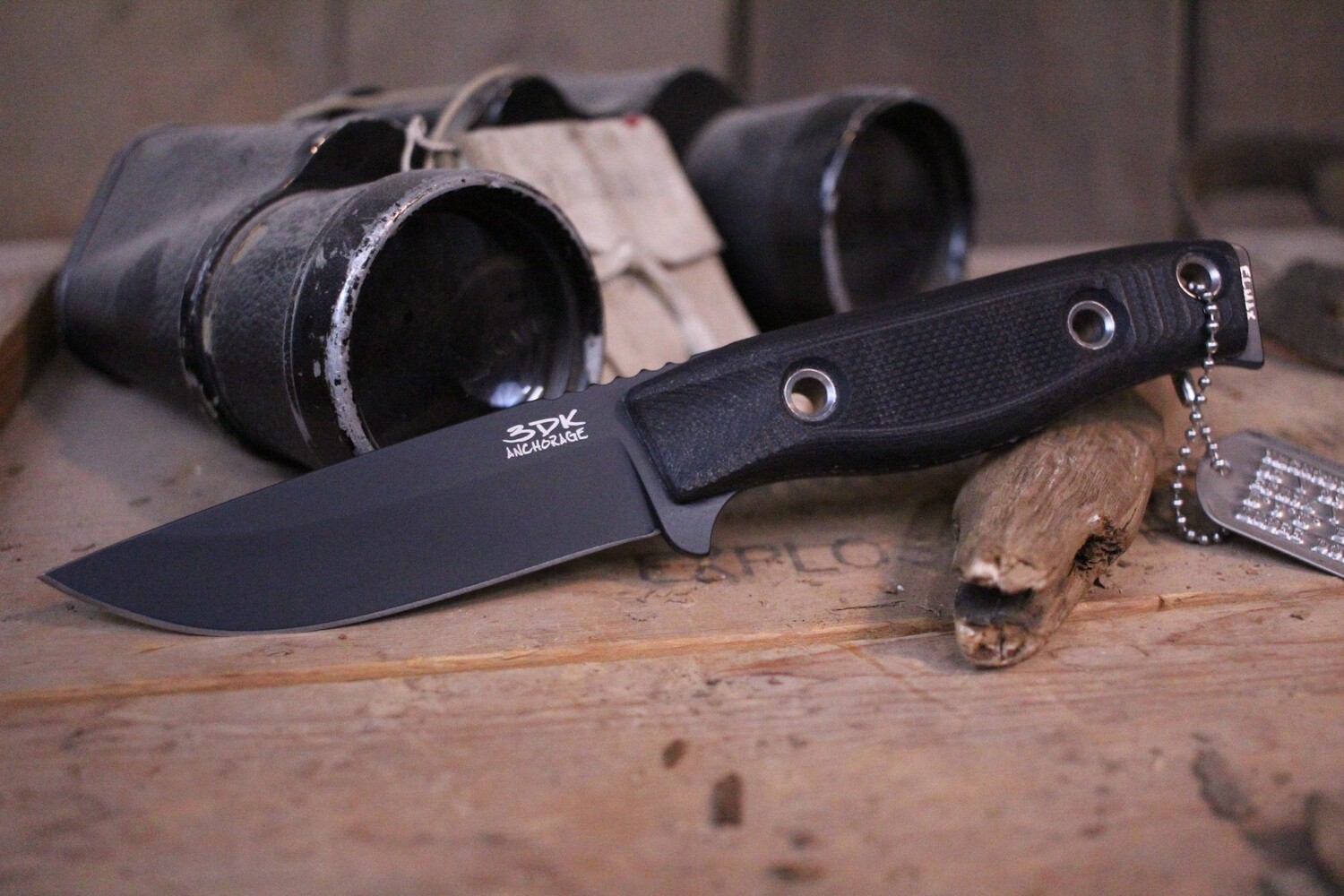 3DK MAK 4&quot; Fixed Drop Point, Black Cerakote K110 Blade / Black G10 handle