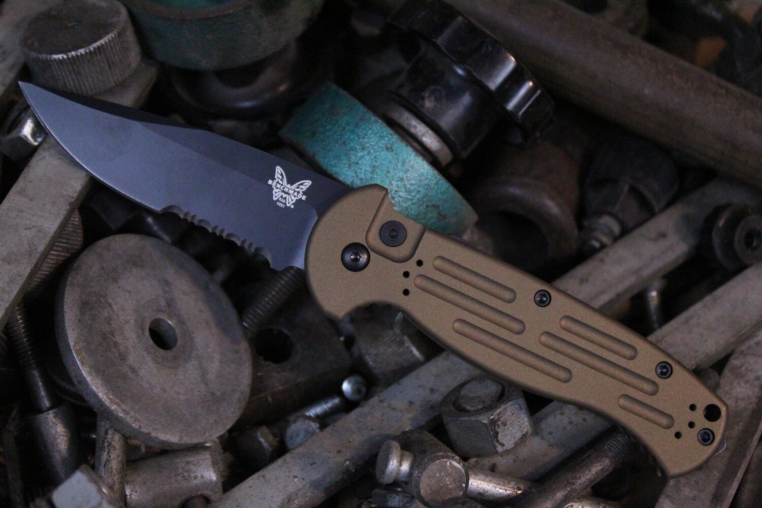 Benchmade AFO II 3.56&quot; Automatic Knife / Black Serrated / Custom Burnt Bronze Cerakote