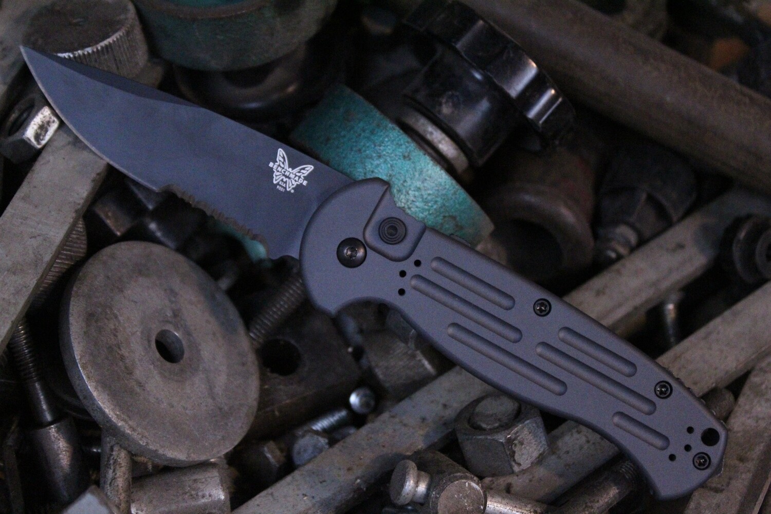 Benchmade AFO II 3.56&quot; Automatic Knife / Black Serrated / Custom Sniper Grey Cerakote