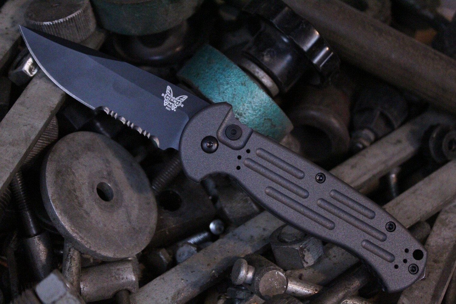 Benchmade AFO II 3.56&quot; Automatic Knife / Black Serrated / Custom Cobalt Cerakote