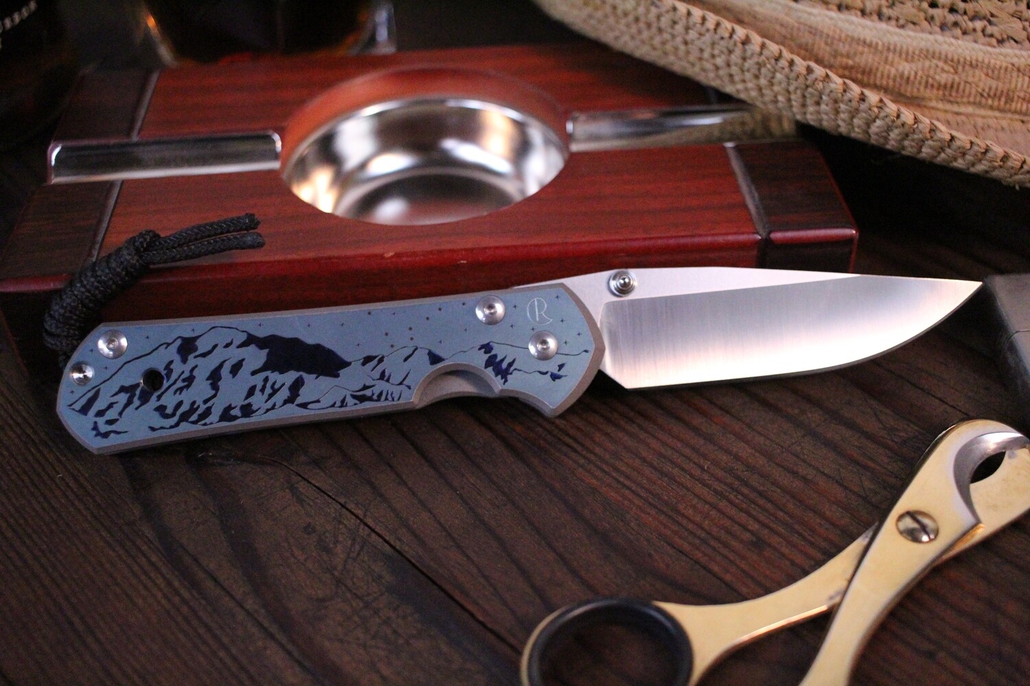 Chris Reeve Custom Left Hand Large Sebenza 21 3.625&quot; Knife / Denali Graphic  / Polished S35VN