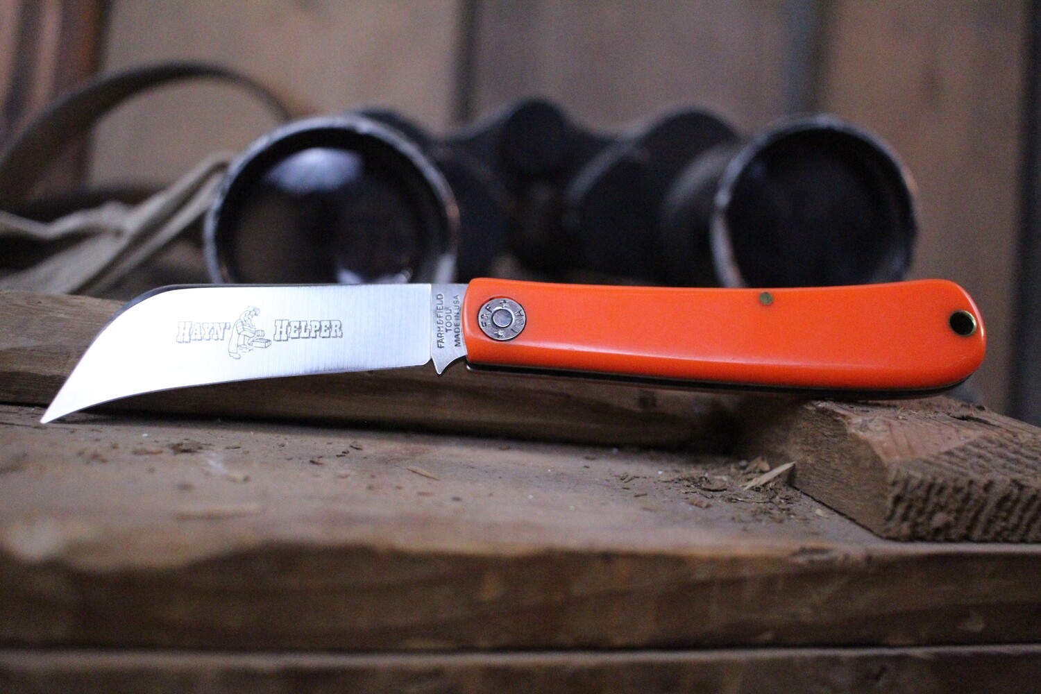 GEC #47 Farm &amp; Field Tool Hayn Helper 3&quot; Slip Joint Folder / Orange Delrin / Polished 1095 ( Pre Owned )