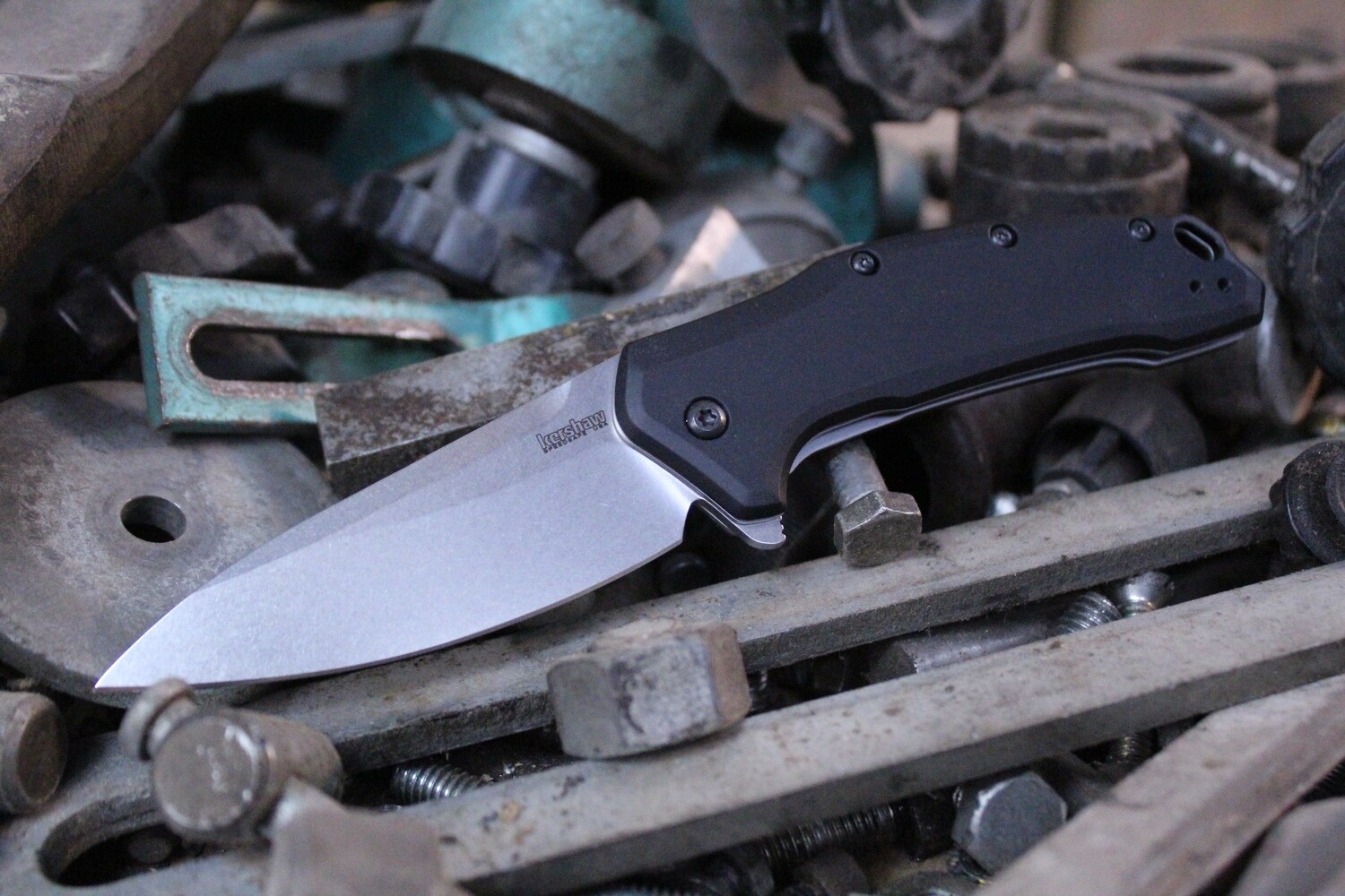 Kershaw Link 3.25&quot; Assisted Opening Flipper Knife, Stonewash / M390 ( Discontinued )