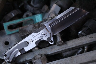 Andre De Villiers Mini Butcher 3" Mid-Tech Knife / Brushed Ti / Satin Wharncliffe ( Pre Owned )