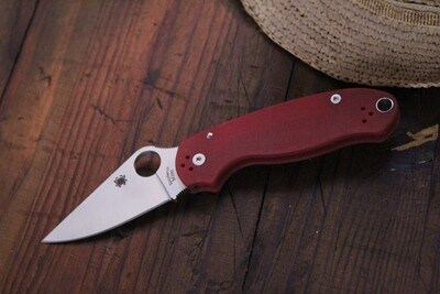 Spyderco Para 3 3&quot; Compression Lock Folder / Red G-10 / Satin M390 