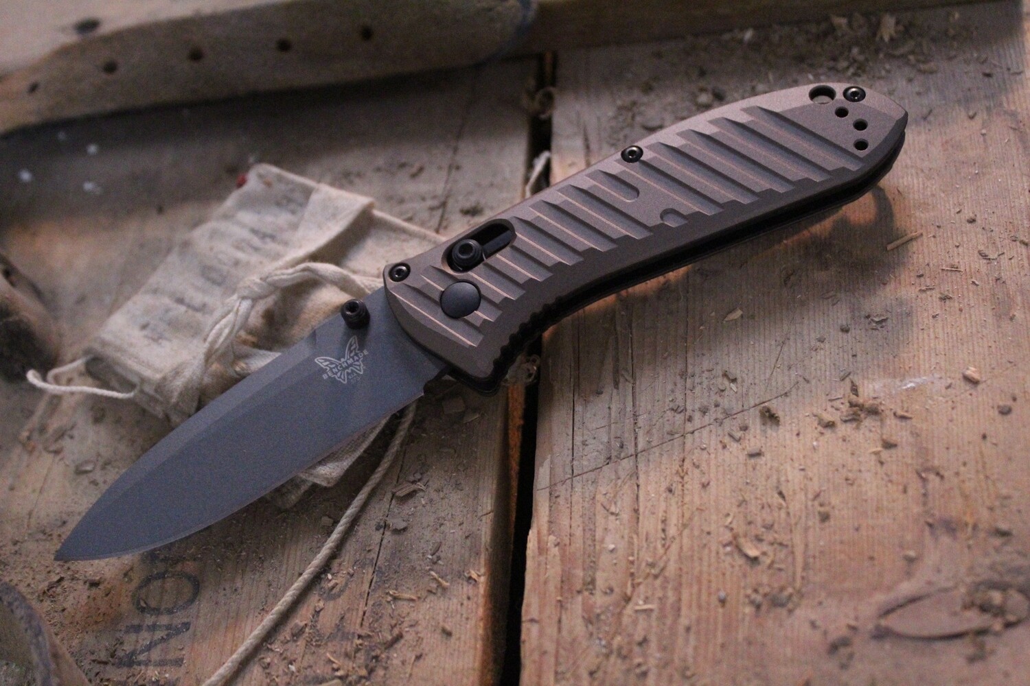 Benchmade SHOT Show Mini Presidio II 3.2&quot; AXIS Lock Folder / Burnt Bronze Aluminum / Gray M4