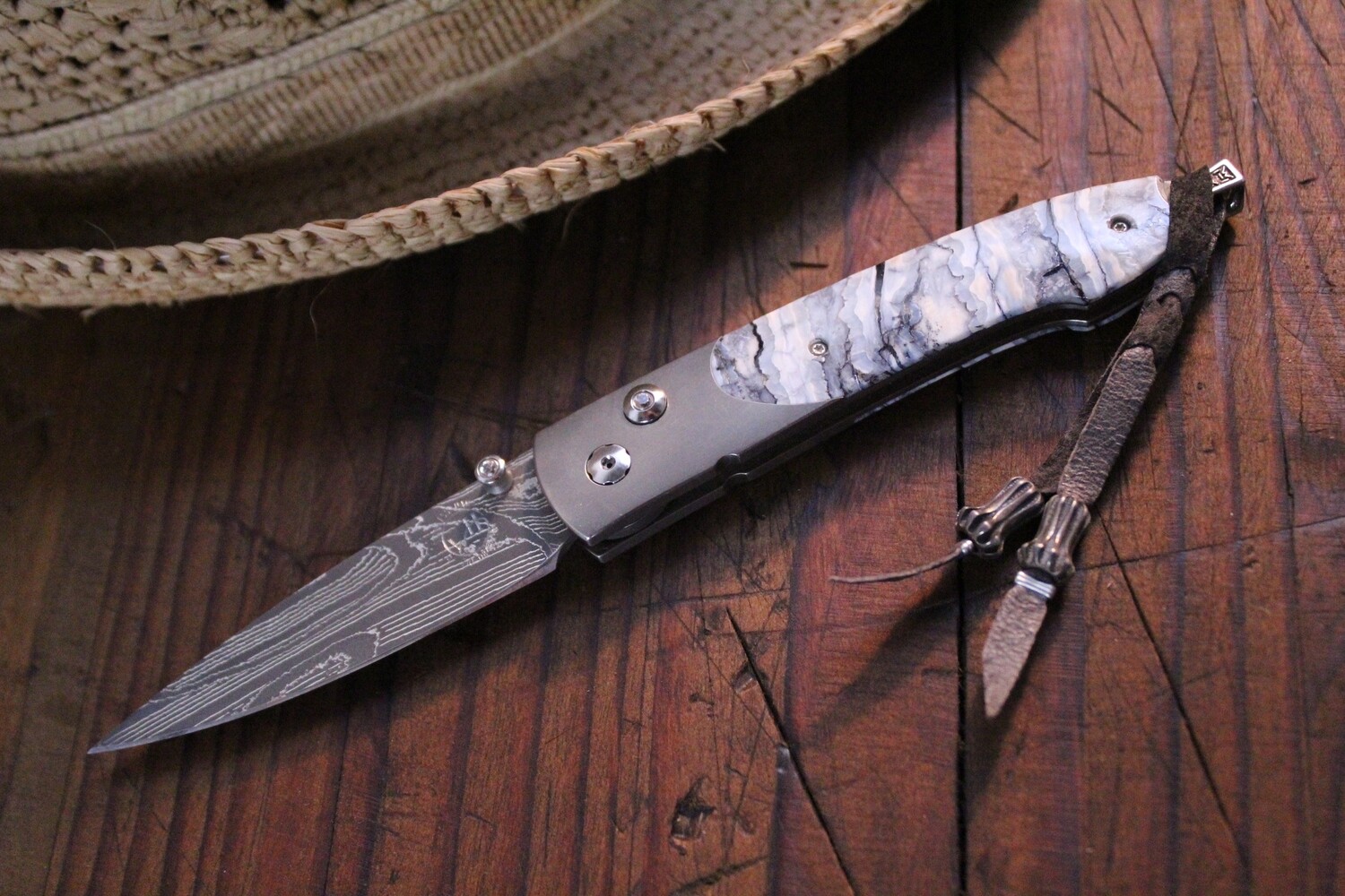 William Henry Studio B10 AG3 Ribbon Lace Damascus / Fossilized Mammoth Ivory / White Topaz / No. 23/50