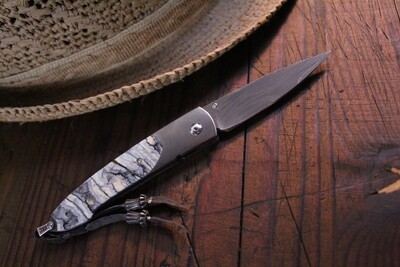 William Henry Studio B10 AG3 Ribbon Lace Damascus / Fossilized Mammoth Ivory / White Topaz / No. 23/50