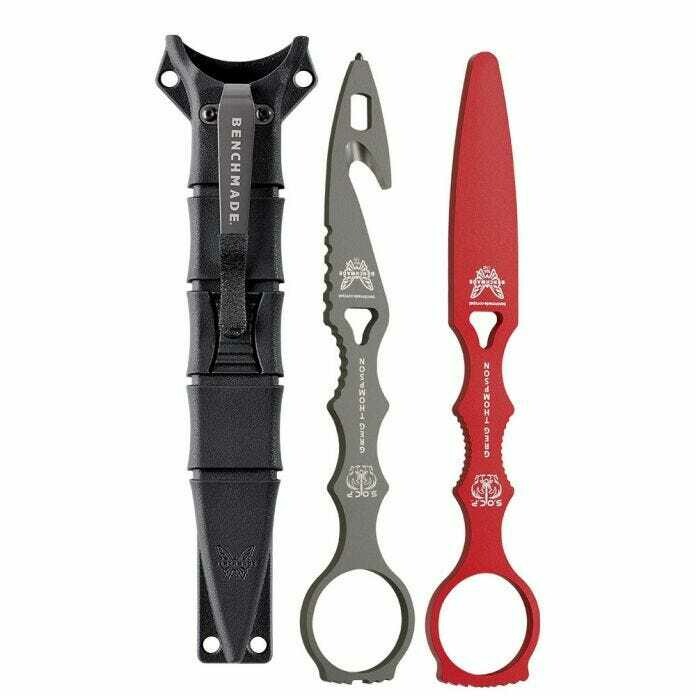 Benchmade SOCP 3.22&quot; Fixed Blade Knife Rescue Tool / Gray w/ 3.22&quot; Trainer Blade (Red) / Black Sheath ( Discontinued )
