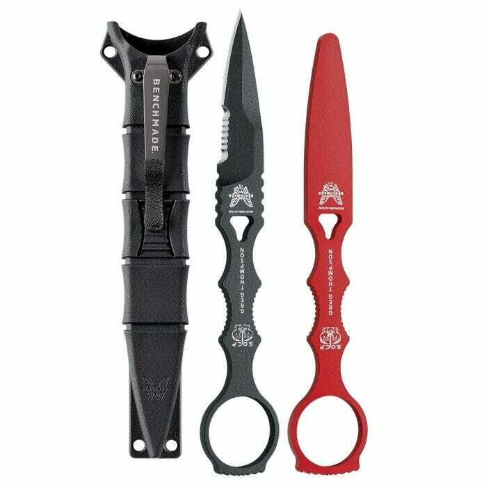 Benchmade SOCP 3.22&quot; Bayonet Fixed Blade Knife / Black Serrated w/ 3.22&quot; Trainer Blade (Red) / Black Sheath ( Discontinued )