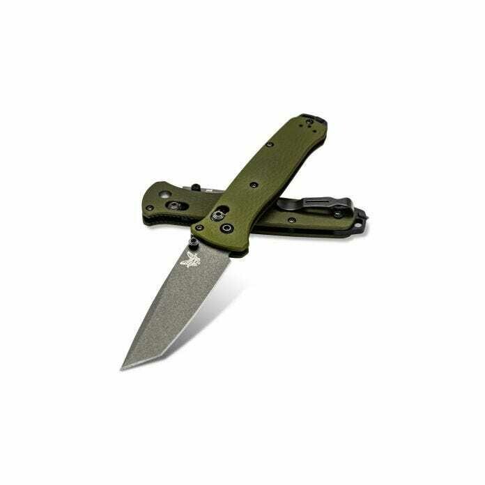 Benchmade Bailout 3.38&quot; Tanto AXIS Lock Knife / Woodland Green Aluminum / Gray / M4
