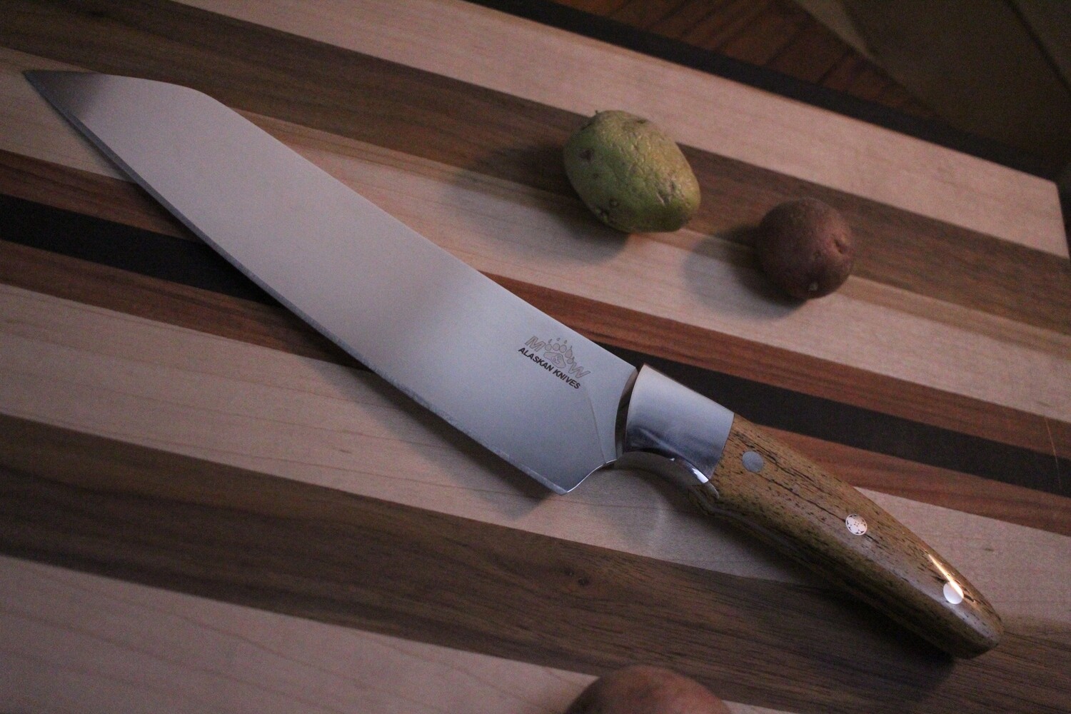 M&amp;W Alaskan Knives 8&quot; Cooks Knife / Stellar Sea Cow Rib Bone / Elmax