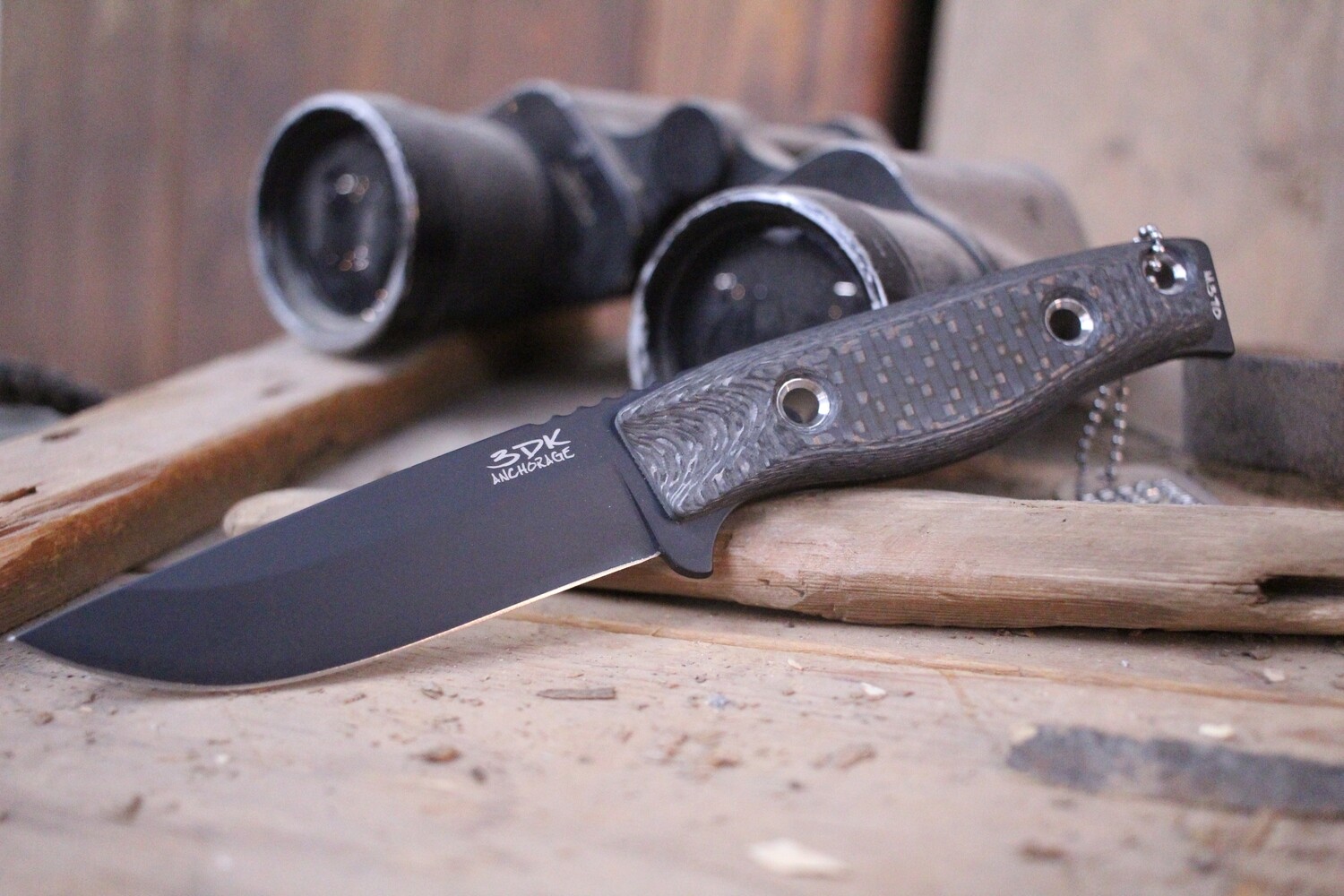3DK MAK 4&quot; Fixed Drop Point, Black Cerakote M390 Blade / Carbon Fiber Handle ( Discontinued )