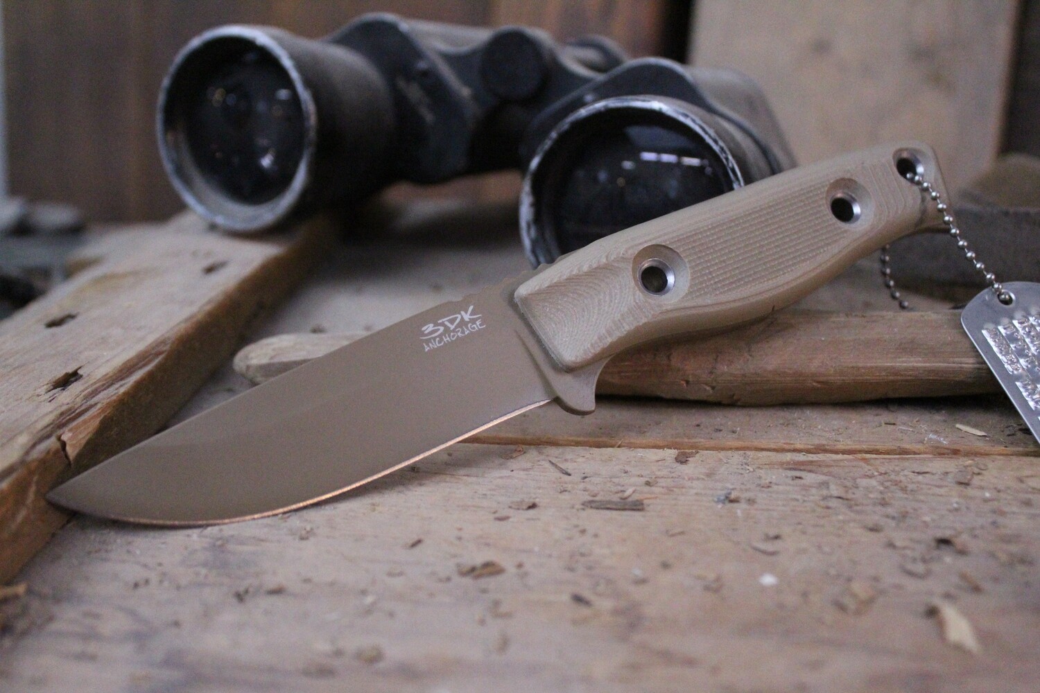 3DK MAK 4&quot; Fixed Drop Point, Desert Tan Cerakote Elmax Blade / Desert Tan G10 handle