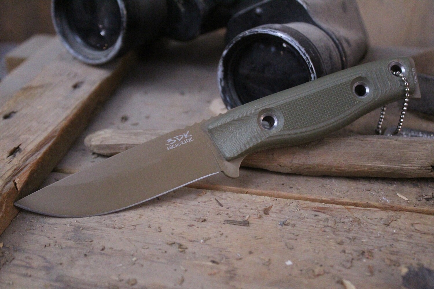 3DK MAK 4&quot; Fixed Drop Point, Desert Tan Cerakote N690 Blade / OD Green G10 Handle