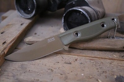 3DK MAK 4" Fixed Drop Point, Desert Tan Cerakote K110 Blade / OD Green G10 handle