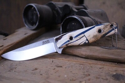 3DK MAK 4&quot; Fixed Drop Point, K110 Blade / Mammoth Ivory &amp; Resin Handle