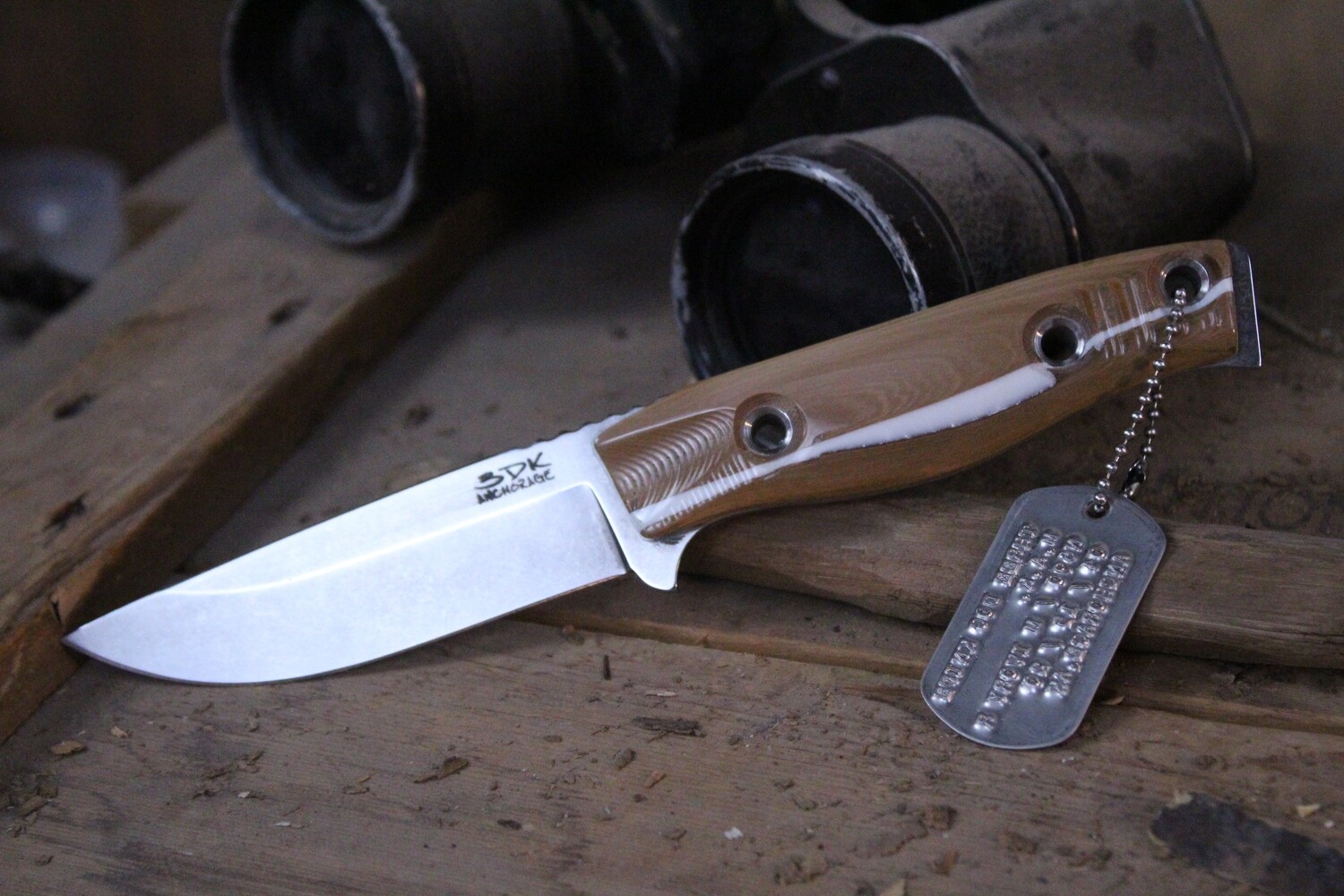 3DK MAK 4&quot; Fixed Drop Point, N690 Blade / Mammoth Ivory Resin Handle