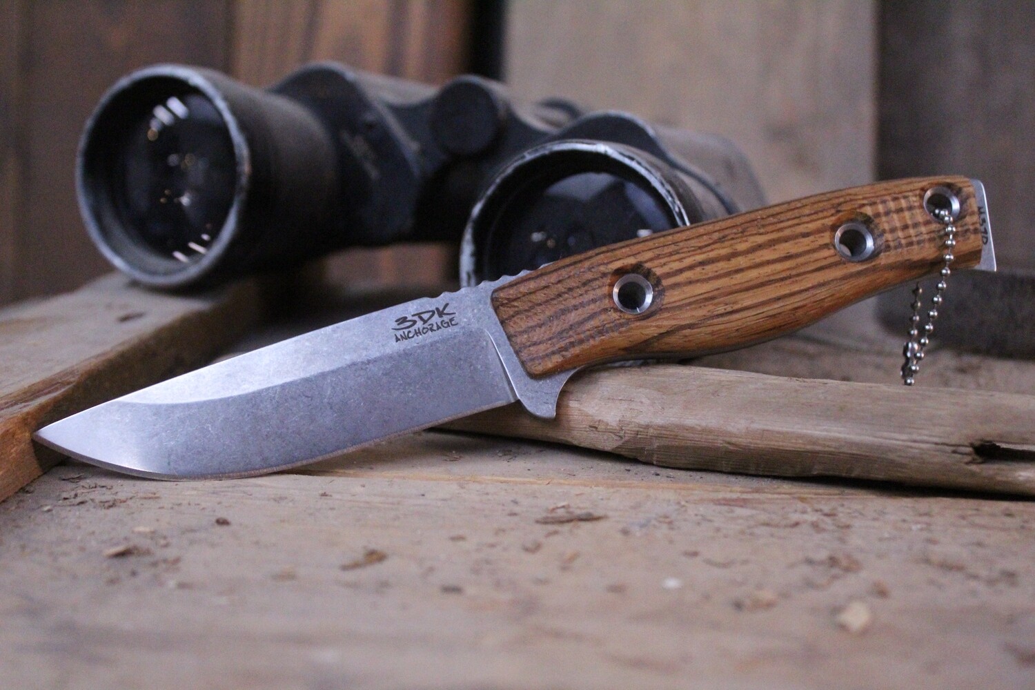 3DK MAK 4&quot; Fixed Drop Point, N690 Blade / Zebra Wood Handle