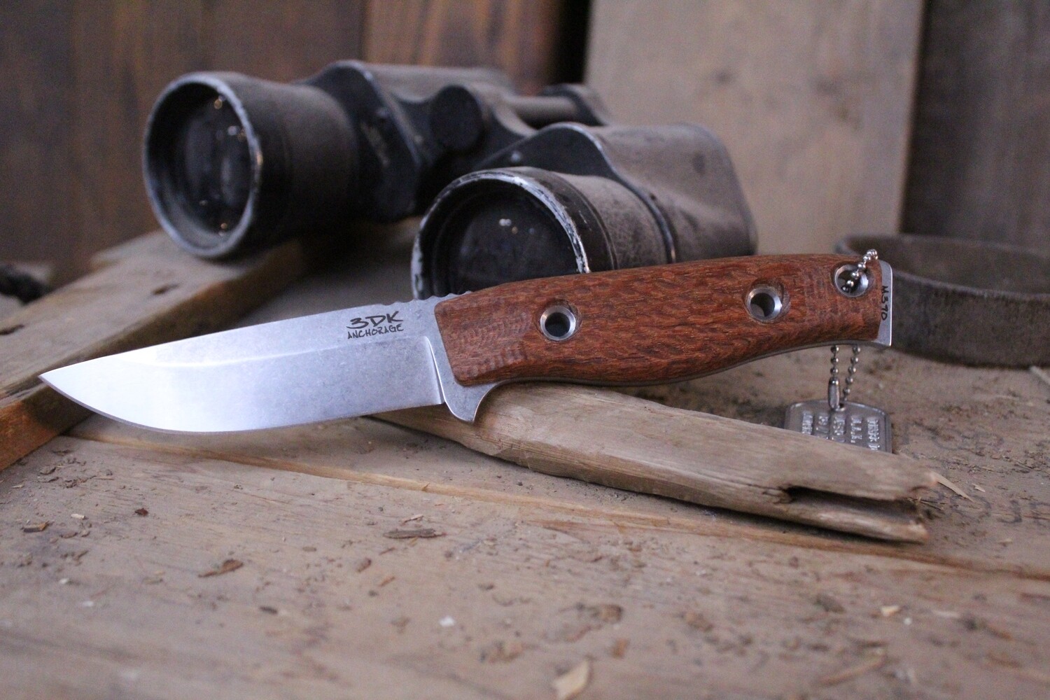 3DK MAK 4&quot; Fixed Drop Point, K110 Blade / Lacewood Handle